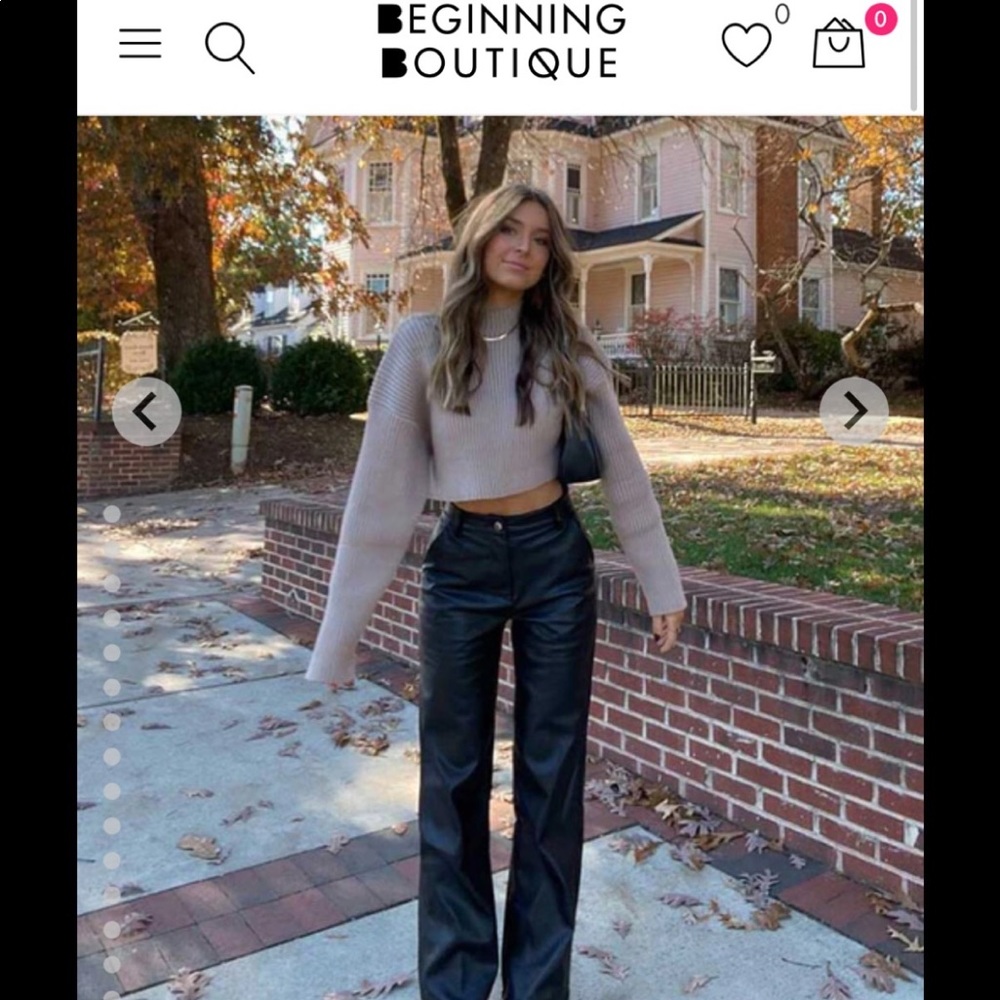 Beginning boutique Cool shade PU pants in black